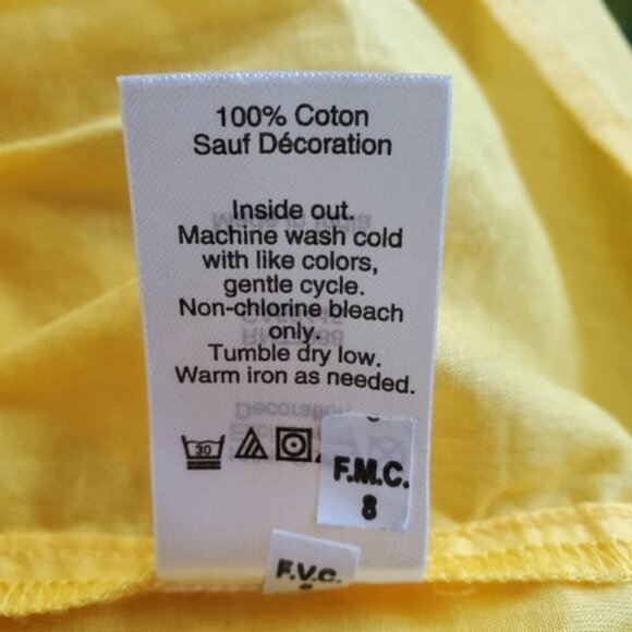 J. Crew Yellow Embroidered Top Size 4 - Picture 10 of 11